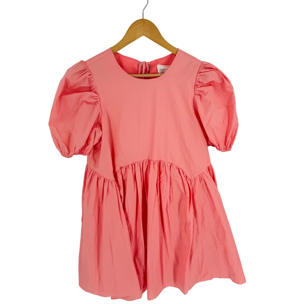 Tuckernuck Hyacinth House Coral Puff Sleeve Babydoll Mini Dress Size XS Coquette